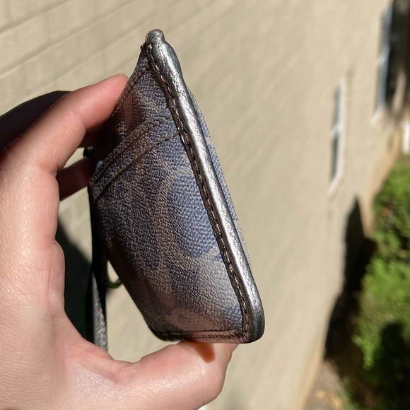 Coach Periwinkle Denim Look Signature C Zipper Pouch Card Holder Key Chain Bag - Picture 11 of 17